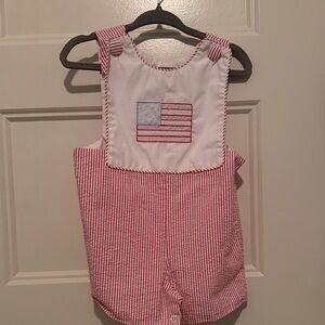 Red and White Striped Kids Romper
